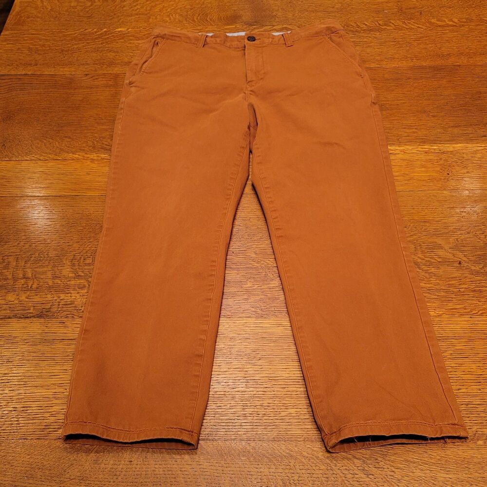 Bonobos Slim Chino 2.0 Pants Orange 33x30  Cotton Stretch Carrot